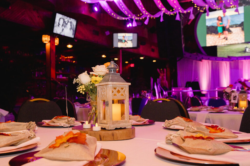 a table set up for a wedding reception